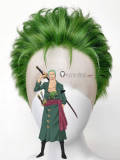 One Piece Zoro Roronoa Green Lace Front Cosplay Wig