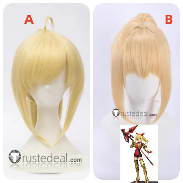 Fate Grand Order FGO Saber Lily Nero Claudius Racing Blonde Ponytail Cosplay Wig