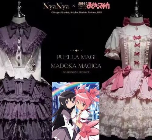 NyaNya Puella Magi Madoka Magica Kaname Madoka Akemi Homura Gothic Lolita Cosplay Costume Offical