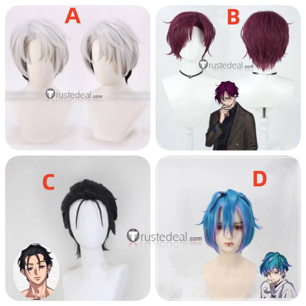 Project Charisma House Amahiko Tendo Rikai Kusanagi Fumiya Ito Ohse Minato Styled Silver Black Cosplay Wig