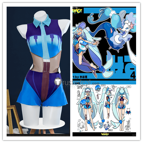 Hatsune Miku Pokemon Project Voltage Primarina Water Type Trainer Miku Swimsuit Cosplay Costume