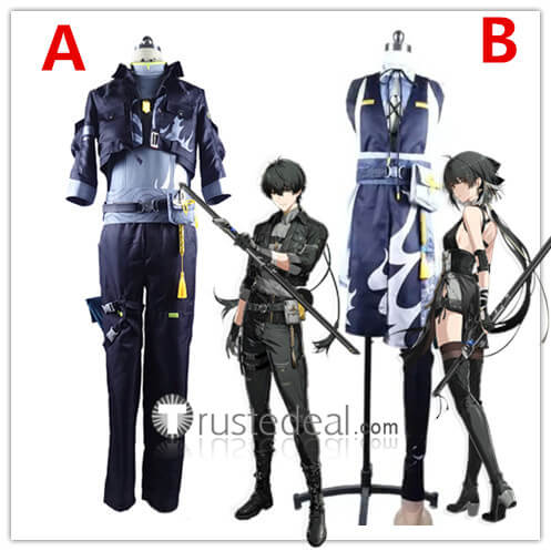 Wuthering Waves Protagonist Male Female Rover Black Cosplay Costume