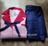 Monogatari Tsubasa Hanekawa Pink Summber School Uniform Cosplay Costume