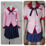 Monogatari Tsubasa Hanekawa Pink Summber School Uniform Cosplay Costume