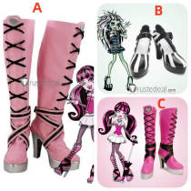 Monster High Draculaura Frankie Stein Pink Black White Cosplay Boots Shoes