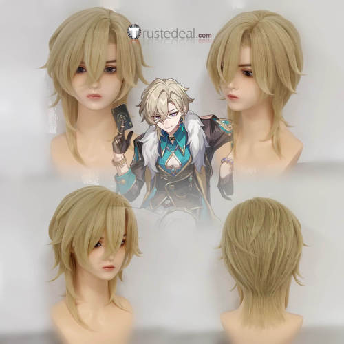 Honkai Star Rail Aventurine Fu Xuan Dr. Ratio Sunday Pink Blonde Styled Cosplay Wig