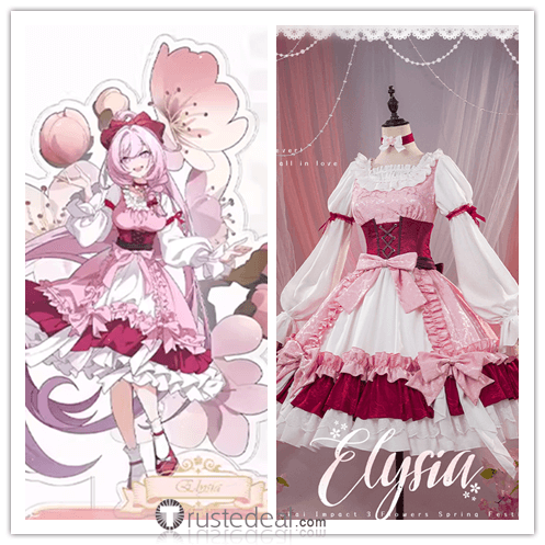 Honkai Impact 3rd Spring Blossom Peachy Spring Elysia Pink Lolita Cosplay Costume