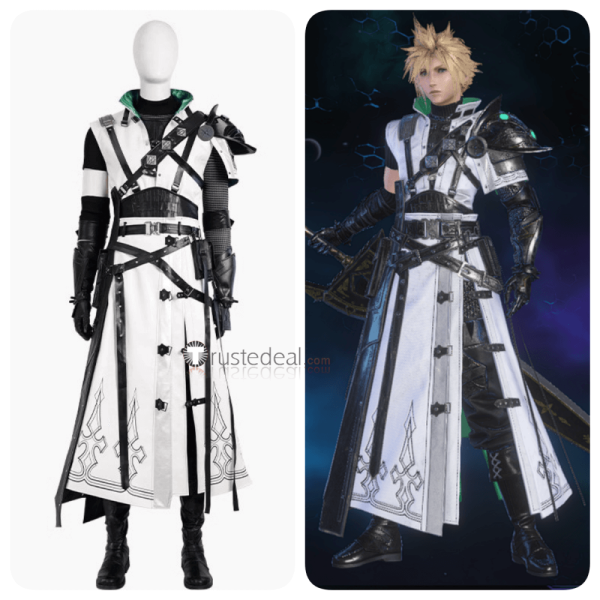 Final Fantasy VII Ever Crisis FF7 Youth Cloud Strife Stream Saber Outfit White Cosplay Costume