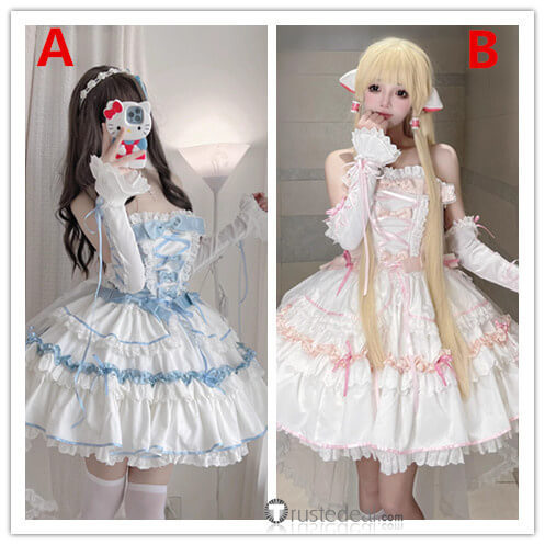 Chobits Chii Pink Blue Lolita Dress Cosplay Costume