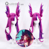 League of Legends Star Guardian Xayah Pink Purple Cosplay Wig Ears