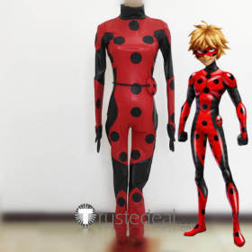 Miraculous Tales of Ladybug Cat Noir 3 Reflekdoll Adrien Mister Bug Black Red Bodysuit Superhero Cosplay Costume