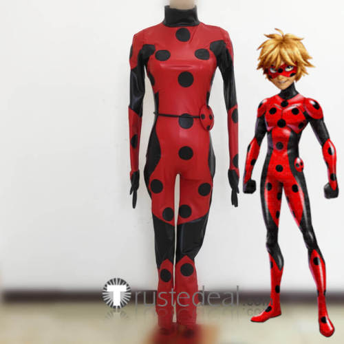 Miraculous Tales of Ladybug Cat Noir 3 Reflekdoll Adrien Mister Bug Black Red Bodysuit Superhero Cosplay Costume