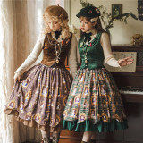 Miss Point ~The Kitty In the Frame Christmas Lolita Vest + Skirt Set -Pre-order