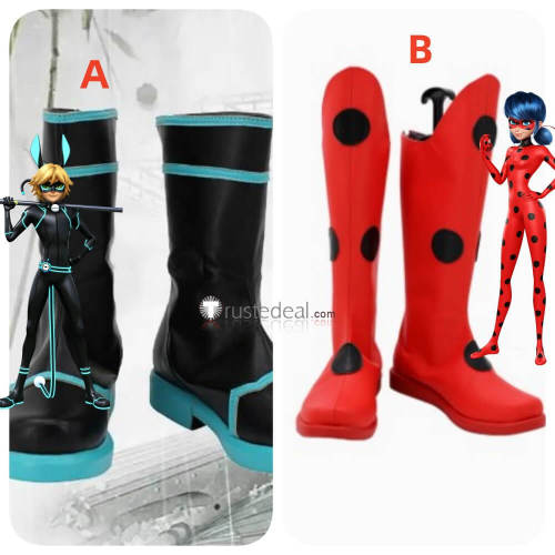 Miraculous Tales of Ladybug Cat Noir Rabbit Noir Ladybug Red Black Cosplay Shoes Boots