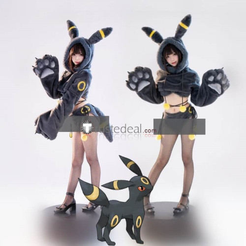 Pokemon Gijinka Espeon Umbreon Vaporeon Fluffy Hoodie Claw Cosplay Costume