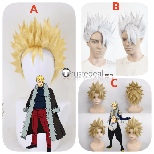 Fairy Tail Sting Eucliffe Laxus Dreyar Lyon Vastia White Prestyled Cosplay Wig