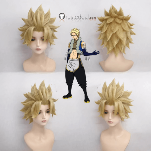 Fairy Tail Sting Eucliffe Laxus Dreyar Lyon Vastia White Prestyled Cosplay Wig