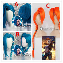 League of Legends LOL Odyssey Odisseia Jinx Blue Orange Prestyled Cosplay Wig