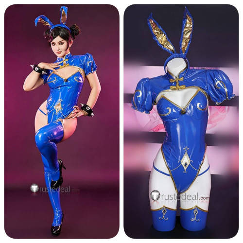 Street Fighter Chun Li Bunny Suit Cheongsam Blue Cosplay Costume