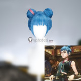 League of Legends LOL Arcane 2 Jinx Jayce Brown Blue Space Buns Cosplay Wig