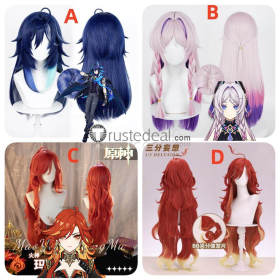 Genshin Impact Mavuika Citlali Ororon Blue Red Pink Cosplay Wig
