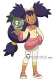 Pokemon Pocket Monsters Silver Iris Ein Roxanne Guzma White Black Purple Red Prestyled Cosplay Wig
