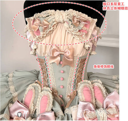 Poshepose Bunny Rabbit Dance Pink Green Lolita Dress Official