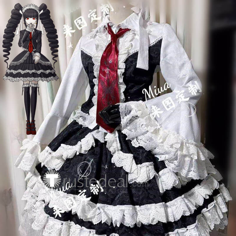 Danganronpa Celestia Ludenberg Lolita Dress Black White Lace Cosplay