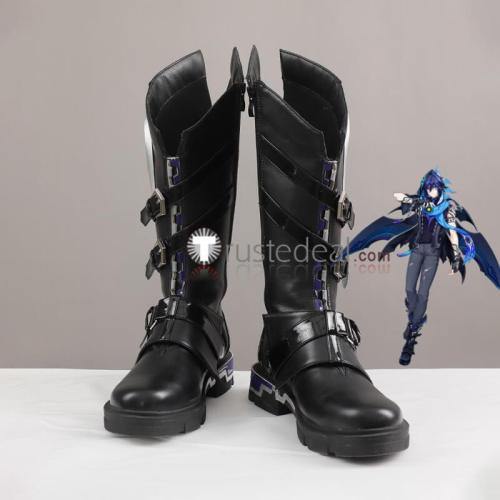 Genshin Impact Il Capitano Ororon Cosplay Black Shoes Boots