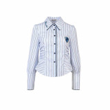 Kyouko & Harry Potter Collaborated Stripe Long Sleeves Blouse and Pleated Skirt