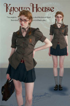 Kyouko & Harry Potter Co-signed Stripe Ruffle Collar Blouse