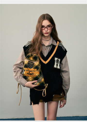 Kyouko & Harry Potter Co-signed Plaid Drawstring Shoulder Backpack