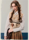 Kyouko & Harry Potter Collaborated Stripe Long Sleeves Blouse and Pleated Skirt