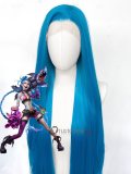 League of Legends Arcane Jinx Powder Vi Long Blue Pink Young Cosplay Wig Lace Front