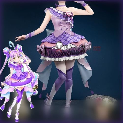 Kimi to Idol Pretty Cure Shigure Kokoro Cure Kyun-Kyun Purple Cosplay Costume