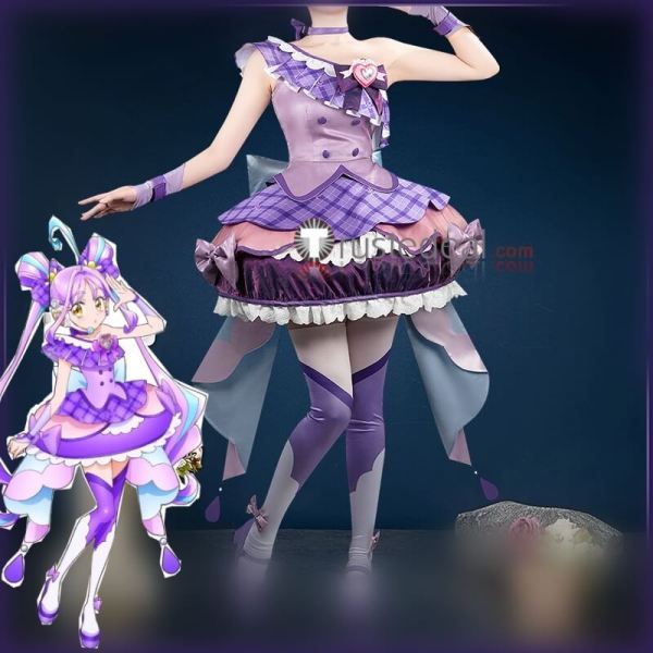 Kimi to Idol Pretty Cure Shigure Kokoro Cure Kyun-Kyun Purple Cosplay Costume