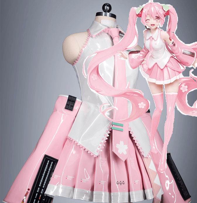 Vocaloid Hatsune Miku Sakura Miku Pink Cosplay Costume Patent Leather vocaloid-hatsune-miku-sakura-miku-pink-cosplay-costume-patent-leather
