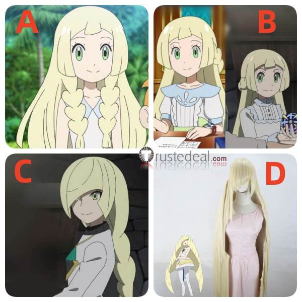 Pokemon Sun And Moon Lillie Lusamine Long Blonde Styled Cosplay Wig