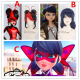 Commission Miraculous World Paris Tales of Shadybug and Claw Noir Shadybug Evil Ladybug Blue Black Red Styled Cosplay Wig Season 6