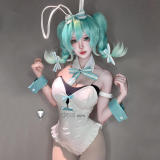 Vocaloid Hatsune Miku Rurudo Bunny Suit Black White Cosplay Costume