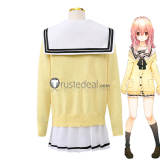 Kimi to Kanojo to Kanojo no Koi Mukou Aoi Miyuki Sone White Black School Uniform Yellow Cardigan Cosplay Costume 3