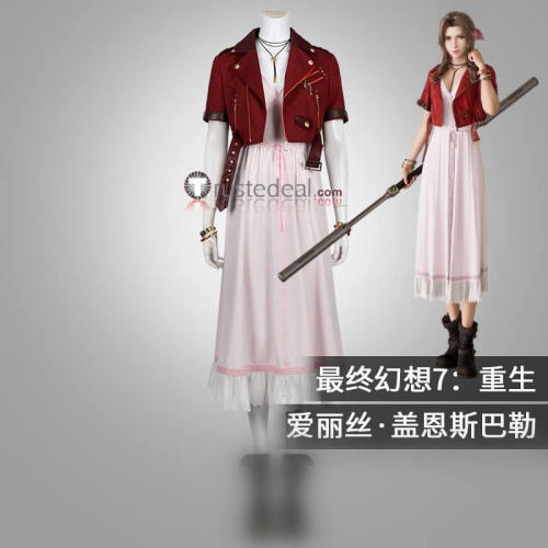 Final Fantasy VII Remake Aerith Gainsborough Zack Fair Cosplay Costume
