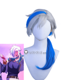 Underground Idol Mika Luca Red Blue White Ponytail Cosplay Wig Unstyled