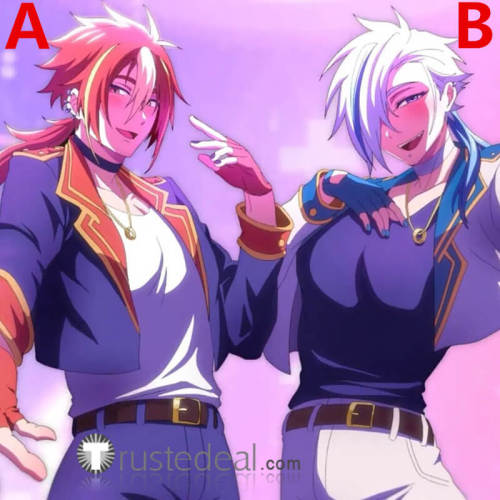 Commission Underground Idol Mika Luca Red White Styled Cosplay Wig
