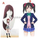 Love Live SR Cheerleader Nico Yazawa Black Ponytails Riko Sakurauchi Red Styled Cosplay Wig