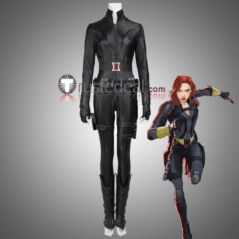 The Avengers 1 Black Widow Natasha Romanoff Black Set Cosplay Costume