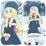 Commission Pokemon Sun and Moon Lillie Winter Blue Cosplay Costume