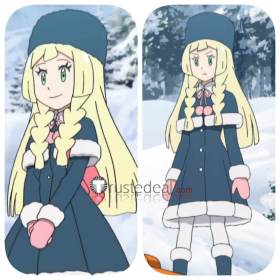 Commission Pokemon Sun and Moon Lillie Winter Blue Cosplay Costume