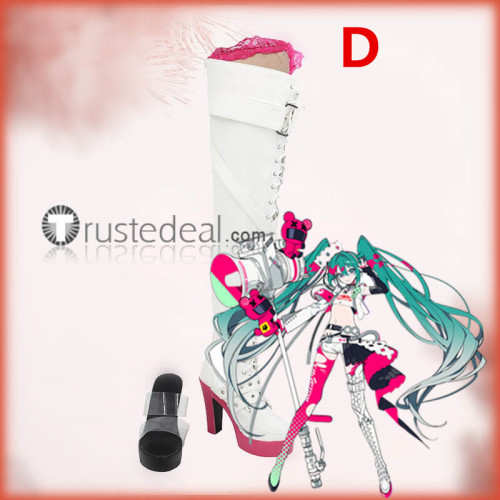 Vocaloid Hatsune Miku Racing Project Miku 2025 White Pink Black Cosplay Shoes Boots