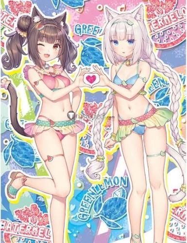 Nekopara Chocola and Vanilla Swimsuit Brown White Pinkish Styled Cosplay Wig